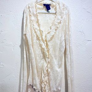 Vintage 90s Express Lace Top with Frill and Floral Details size M